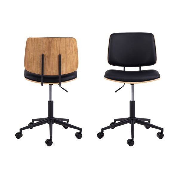 Iš dirbtinės odos biuro kėdė juodos spalvos Owen – Actona-image-4