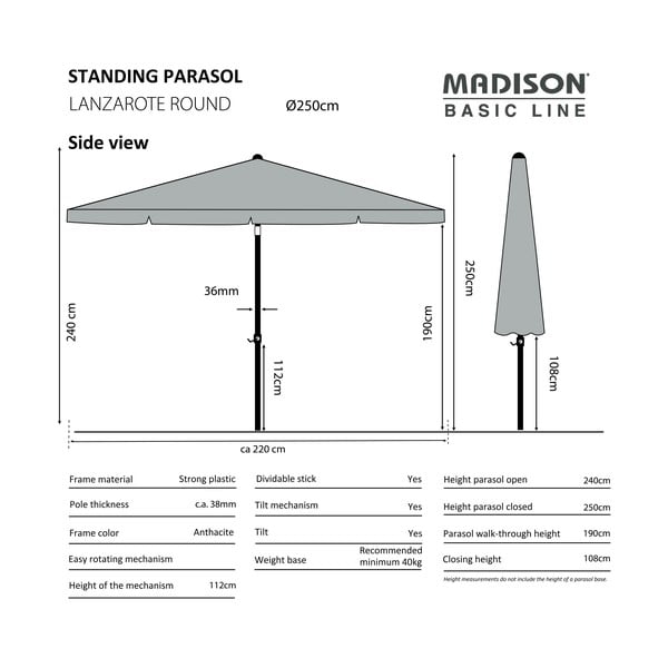 Žalias skėtis ø 250 cm Lanzarote - Madison-image-1