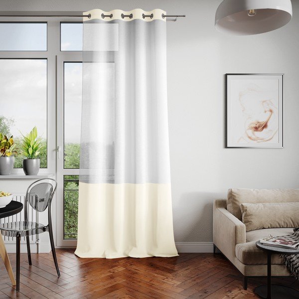 Permatoma užuolaida baltos spalvos/smėlio spalvos 140x270 cm Irvette Eyelets – AmeliaHome-image-2