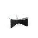 Apvalios formos kavos staliukas juodos spalvos su stikliniu stalviršiu 87x87 cm Madera – Umbra