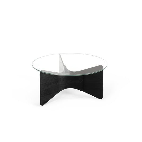 Apvalios formos kavos staliukas juodos spalvos su stikliniu stalviršiu 87x87 cm Madera – Umbra