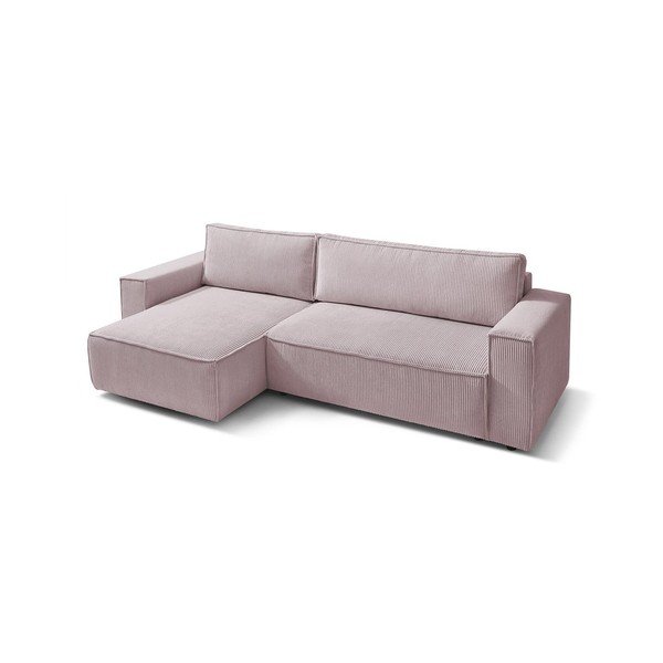 Sulankstoma kampinė sofa šviesiai rožinės spalvos iš kordinio velveto (kintama) Nihad – Bobochic Paris-image-4