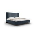 Dvigulė lova tamsiai mėlynos spalvos audiniu dengta su sandėliavimo vieta su lovos grotelėmis 180x200 cm Casey – Mazzini Beds