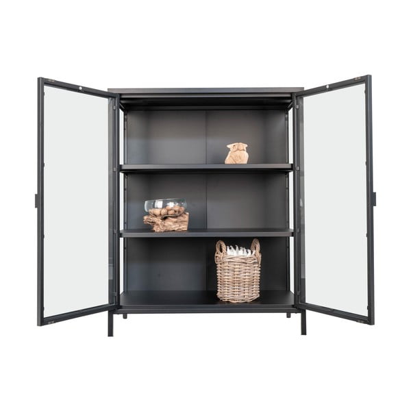 Iš metalo vitrina juodos spalvos 80x101,5 cm Brisbane – House Nordic-image-2