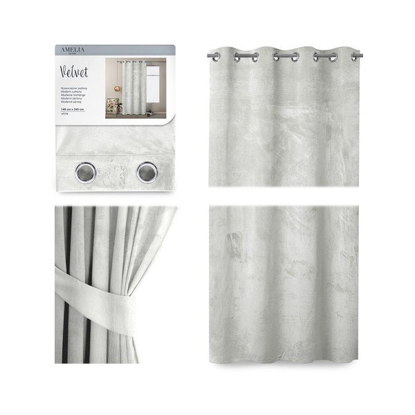 Balta aksominė užuolaida AmeliaHome Velvet, 140 x 245 cm-image-2