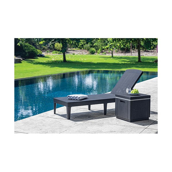 Sodo šezlongas tamsiai pilkos spalvos dirbtinis rotangas Jaipur – Keter-image-1