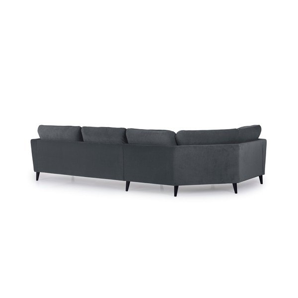 Pilka aksominė kampinė sofa Scandic Bridge, kairysis kampas-image-3