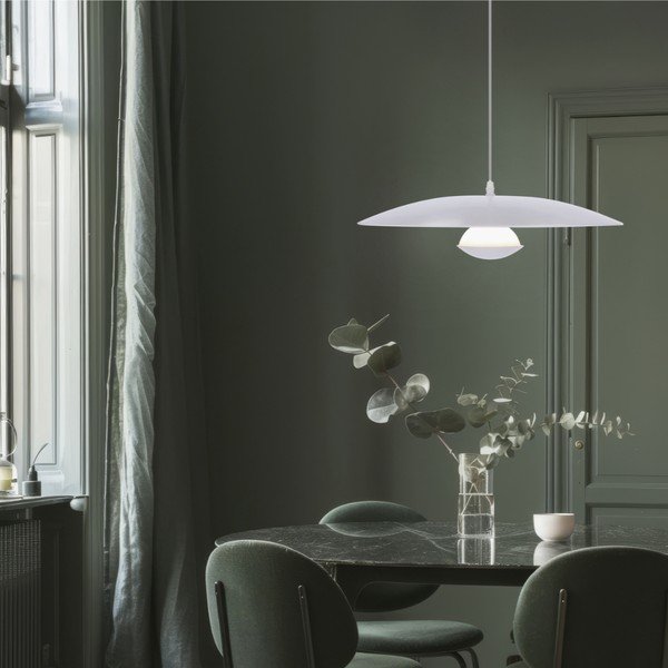 Baltos spalvos kabantis šviestuvas LED su metaliniu gaubtu Lund – Candellux Lighting-image-1