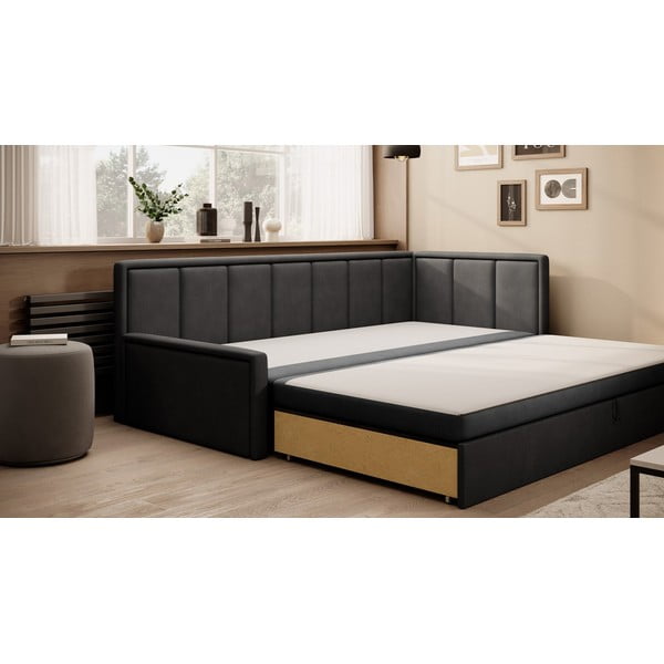 Tamsiai pilkos spalvos iš šenilinio audinio sulankstoma/su sandėliavimo vieta sofa 214 cm Fulgeo – ELTAP-image-2