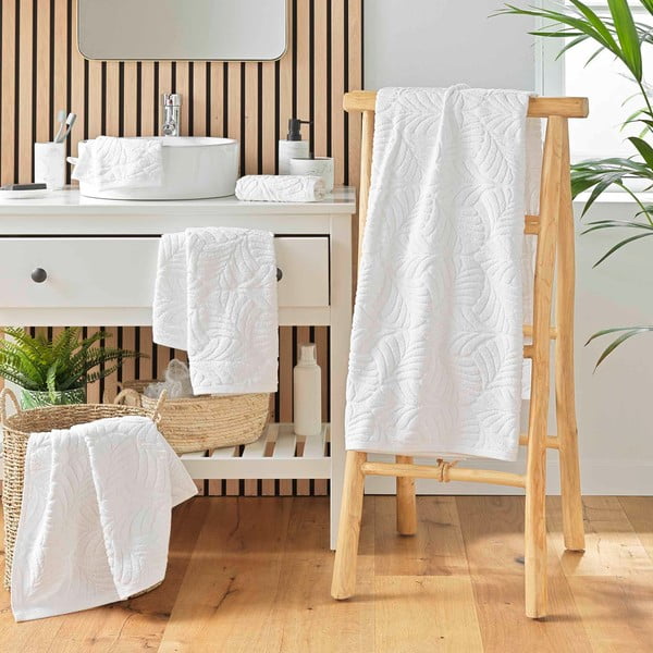 Iš frote audinio iš medvilnės vonios rankšluostis baltos spalvos 70x130 cm Madeira – douceur d'intérieur-image-3