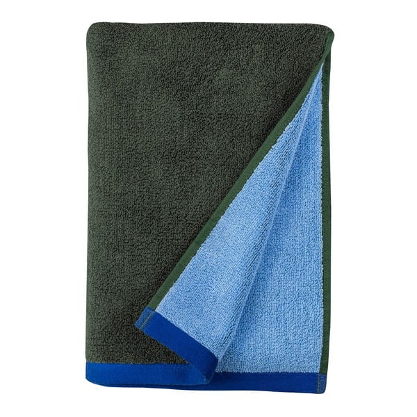Tamsiai žalios spalvos/mėlynos spalvos iš frote audinio iš organiškos medvilnės vonios rankšluostis 70x133 cm Soft – Mette Ditmer Denmark