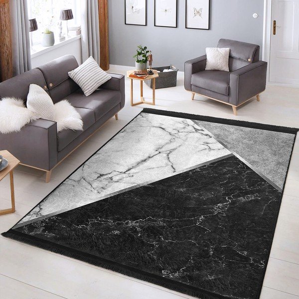 Baltai juodas kilimas 80x150 cm - Mila Home-image-1