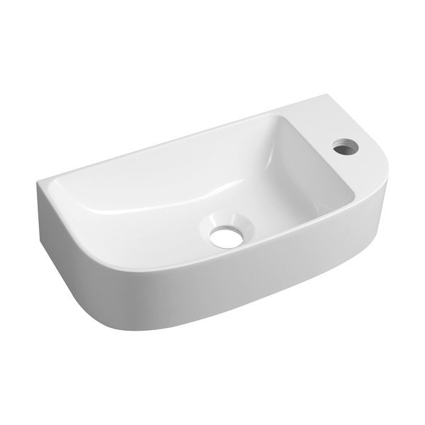 Iš mineralinio kompozito maža kriauklė baltos spalvos 44x22 cm Alga – Sapho