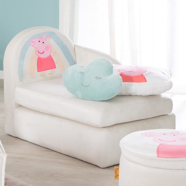 Iš velveto vaikiška sofa baltos spalvos 75 cm Peppa Pig – Roba-image-1