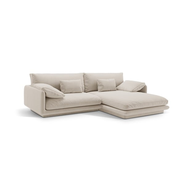 Iš velveto kampinė sofa baltos spalvos (su dešiniuoju kampu/su gultu) Torino – Micadoni -image-2