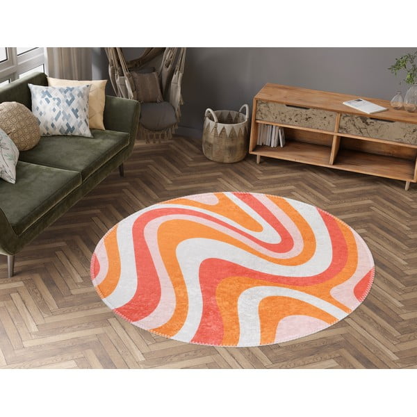 Skalbiamas oranžinės spalvos apvalios formos kilimas ø 100 cm Colors of Joy – Vitaus-image-1