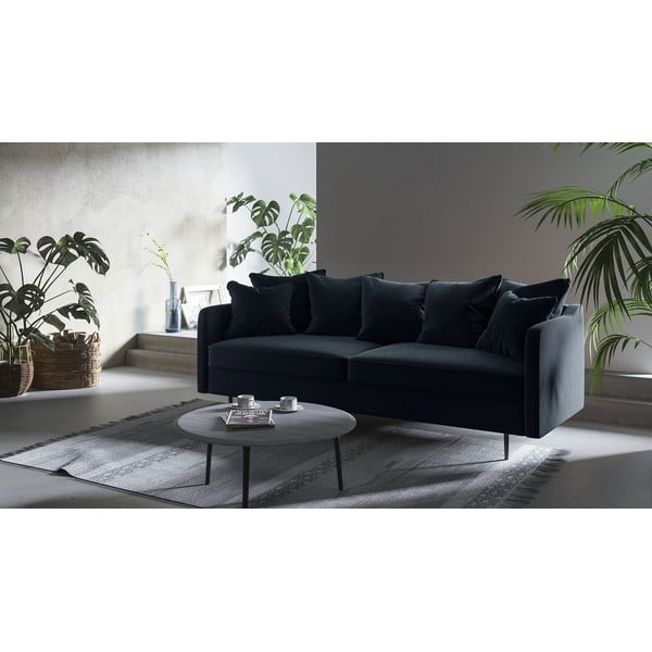Tamsiai mėlyna aksominė sofa Ghado Esme, 214 cm-image-1