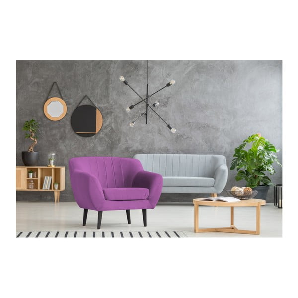 Violetinės spalvos fotelis Mazzini Sofas Toscane, juodos kojos-image-3