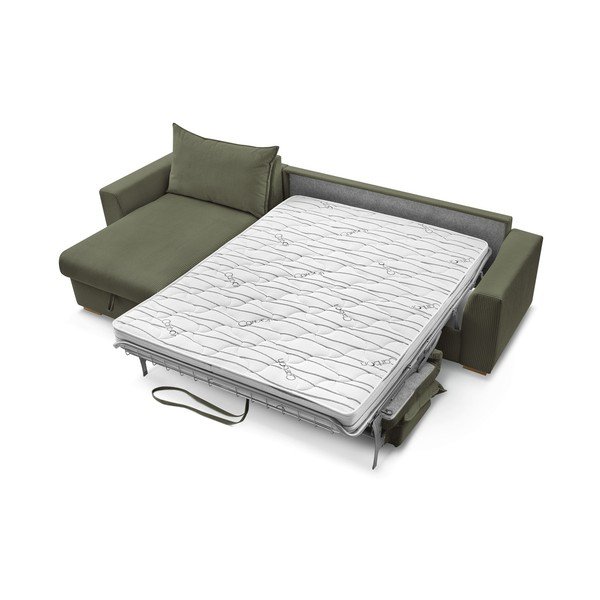 Iš kordinio velveto sulankstoma kampinė sofa žalios spalvos (kintama) Augustin – Bobochic Paris-image-3