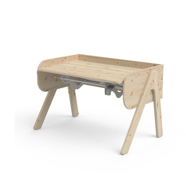Vaikiškas rašomasis stalas iš pušies medienos su reguliuojamu aukščiu Flexa Woody