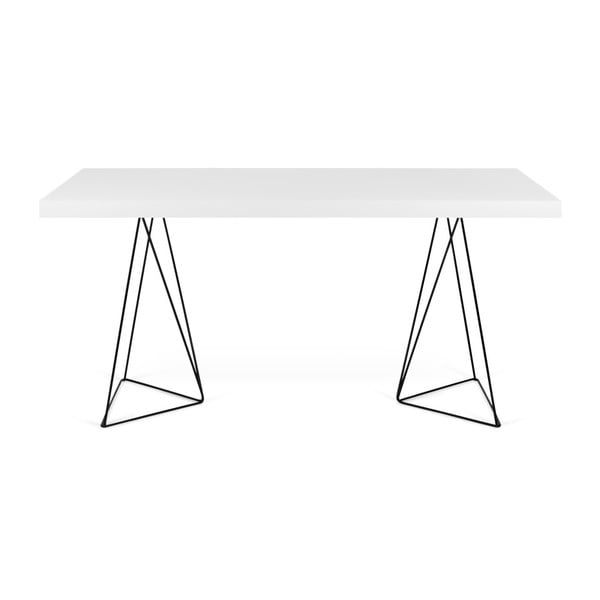 Baltas valgomojo stalas su metalinėmis kojomis TemaHome Trestle, 90 x 160 cm