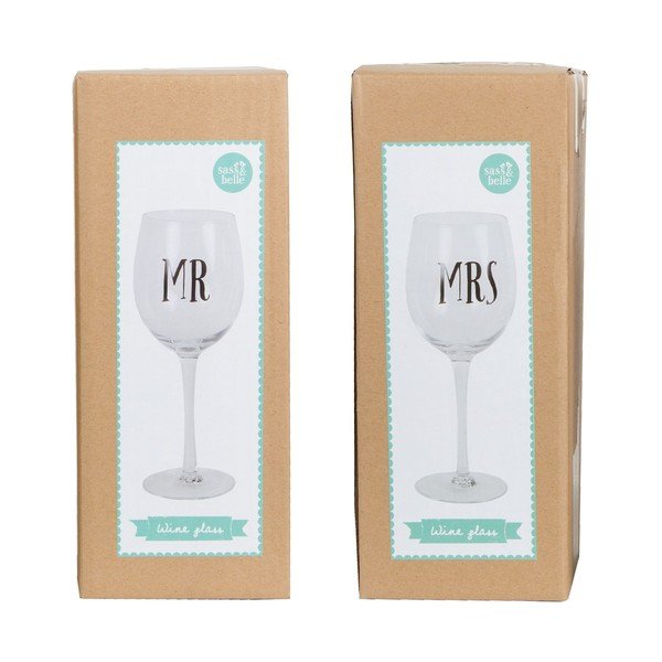 2 vyno taurių rinkinys "Sass & Belle Mr And Mrs-image-1