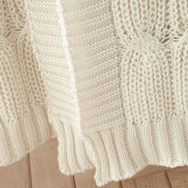 Balta/smėlio spalvos megzta antklodė ir pledas 130x170 cm Chunky Marl Knit – Catherine Lansfield-image-2