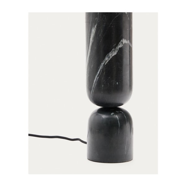 Juodos spalvos iš marmuro stalinis šviestuvas (aukštis 57 cm) su tekstiliniu gaubtu Vex – Kave Home-image-4