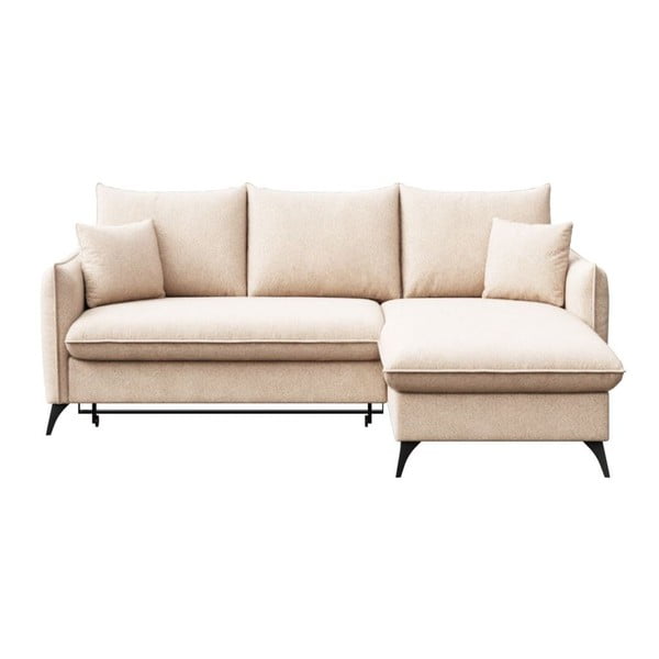 Smėlio spalvos iš boucle sulankstoma/su sandėliavimo vieta kampinė sofa (su dešiniuoju kampu/su gultu) Brim – Rodier