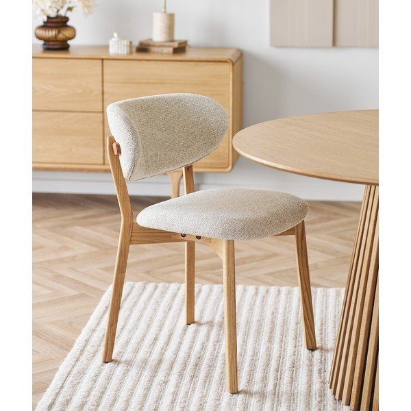 Smėlio spalvos/natūralios spalvos iš audinio valgomojo kėdė Dunkirk – House Nordic-image-1