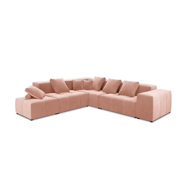 Rožinė aksominė kampinė sofa (kintama) Rome Velvet - Cosmopolitan Design