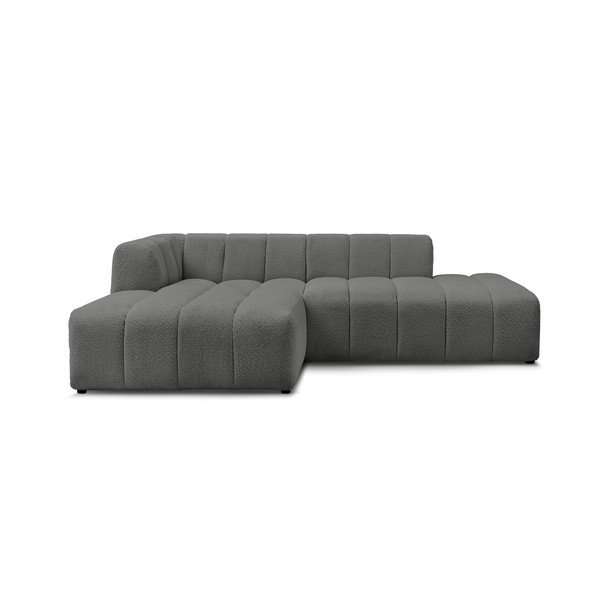 Tamsiai pilkos spalvos iš boucle kampinė sofa (su kairiuoju kampu/su gultu) Annecy – Bobochic Paris