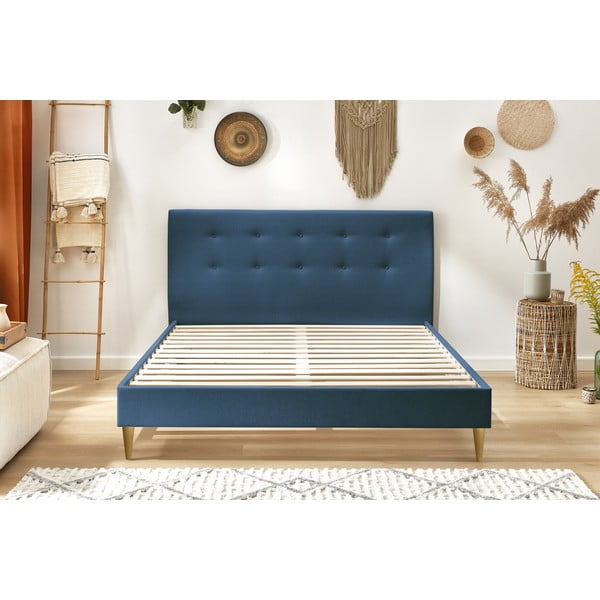 Mėlyna dvigulė lova Bobochic Paris Light, 180 x 200 cm-image-1