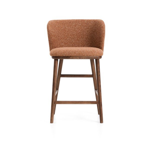Terakotos spalvos iš audinio baro taburetė (sėdynės aukštis 65 cm) Ciselia – Kave Home-image-4