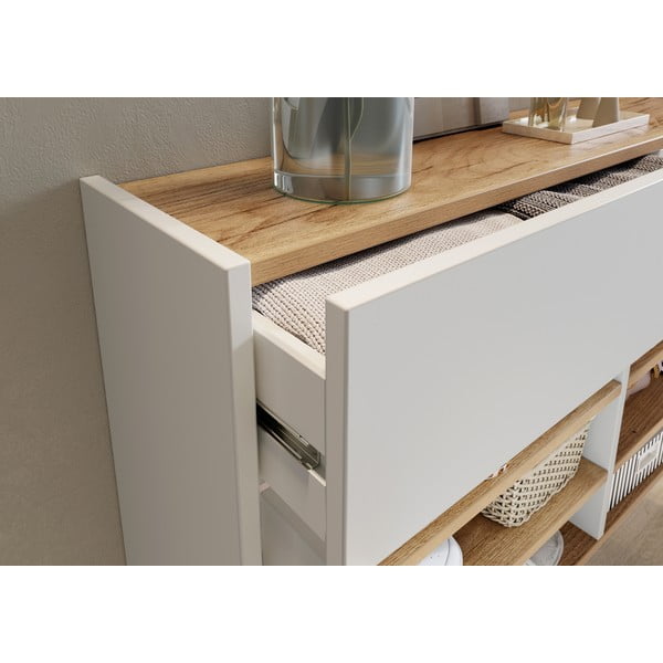 Baltos spalvos spintelė iš ąžuolo 110x57x22 cm Ameca – Germania-image-4