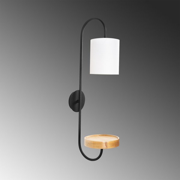 Juodas metalinis sieninis šviestuvas su baltu gaubtu Opviq lights Marylena-image-1