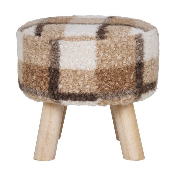 Iš boucle taburetė baltos spalvos/rudos spalvos Aberdeen – House Nordic