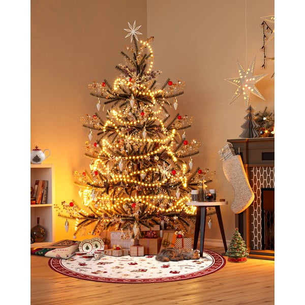 Iš medvilnės mišinio apvalios formos kilimas raudonos spalvos su Kalėdų motyvu ø 160 cm Toy's Delight Red Christmas – Villeroy&Boch-image-1