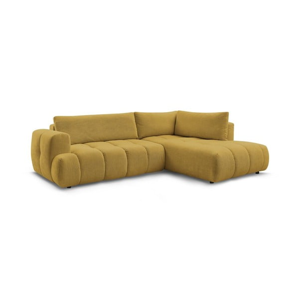 Garstyčių spalvos sulankstoma/su sandėliavimo vieta kampinė sofa (su dešiniuoju kampu/„L“ formos) Fuji – Bobochic Paris-image-3