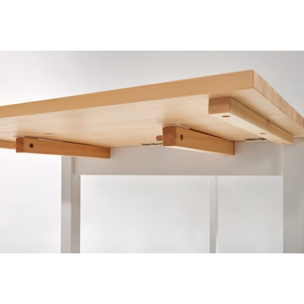 Baltos spalvos sulankstomas valgomojo stalas iš pušies medienos Bonami Essentials Brisbane, 120 (200) x 70 cm-image-4
