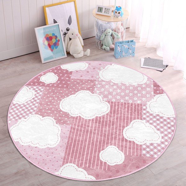 Vaikiškas kilimas rožinės spalvos ø 100 cm Comfort – Mila Home-image-4