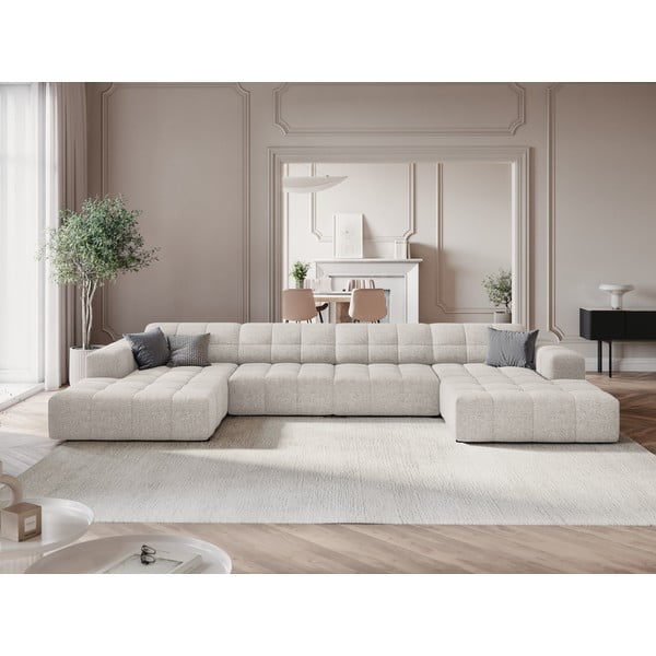 Kampinė sofa šviesiai pilkos spalvos („U“ formos) Chicago – Cosmopolitan Design-image-1