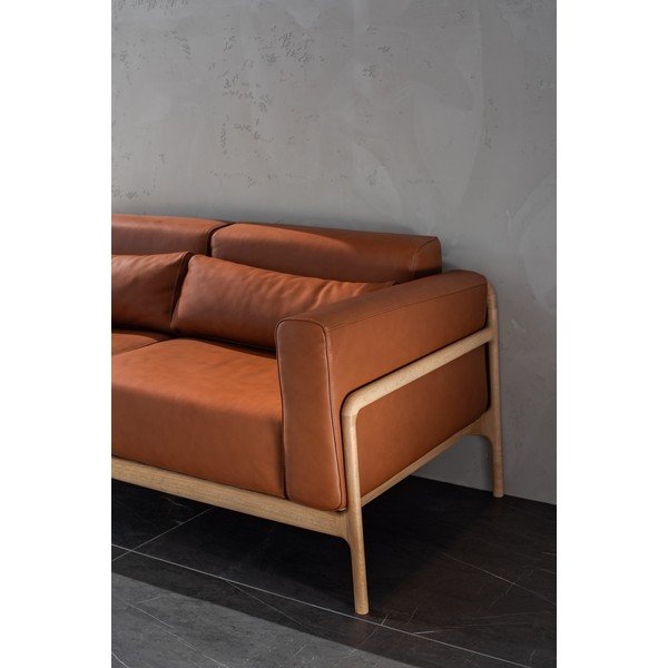 Ruda buivolo odos sofa su ąžuolo masyvo konstrukcija Gazzda Fawn, 180 cm-image-4