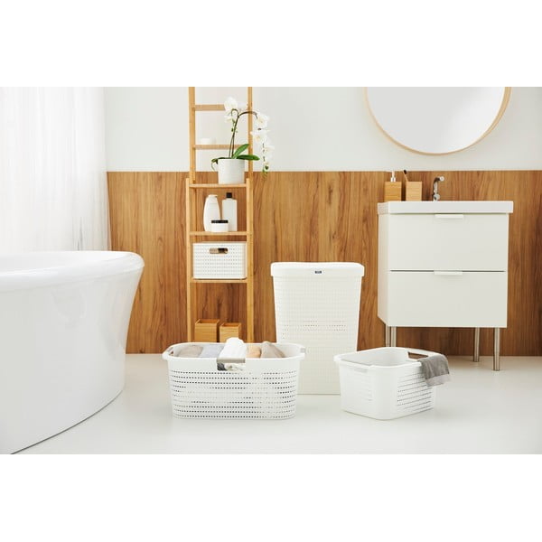 Baltas plastikinis skalbinių krepšys 55 L Country - Rotho-image-3