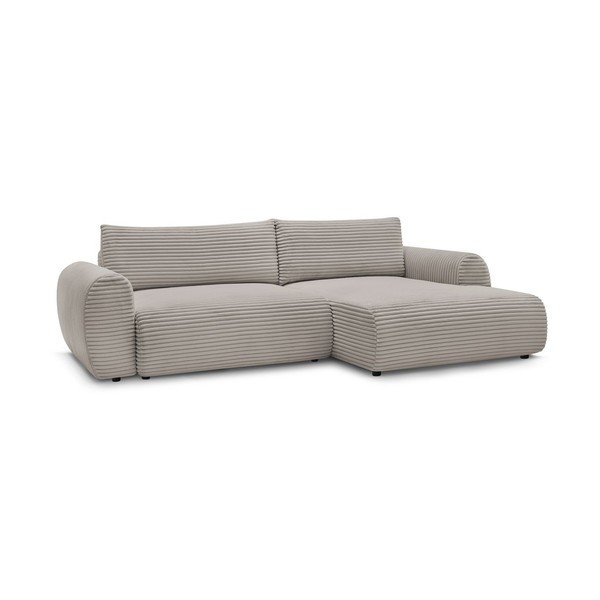 Iš kordinio velveto sulankstoma kampinė sofa šviesiai pilkos spalvos/smėlio spalvos (su dešiniuoju kampu) Lucien – Bobochic Paris-image-3