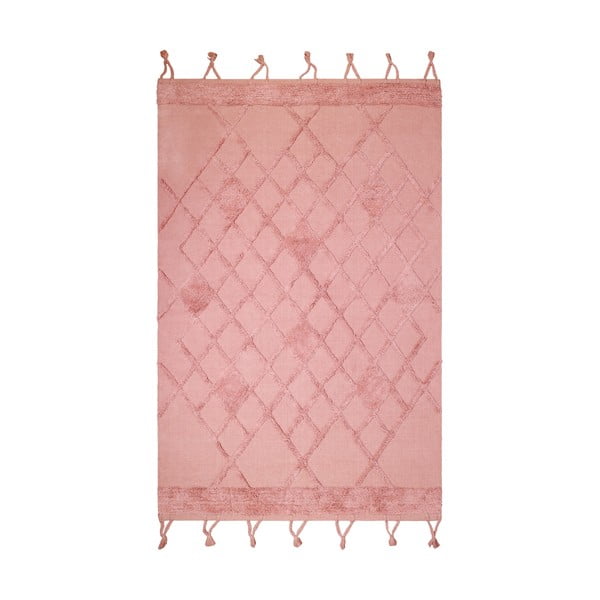 Rožinis medvilninis rankų darbo kilimas Nattiot Liege, 110 x 170 cm