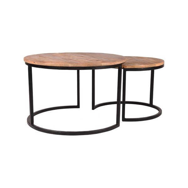 2 mangmedžio medienos staliukų rinkinys LABEL51 Coffee, ⌀ 50 cm ir ⌀ 70 cm-image-4
