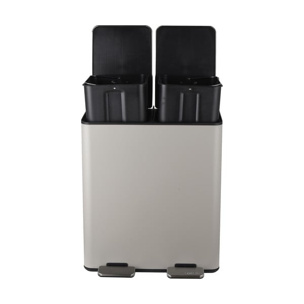 Taupe spalvos iš plieno šiukšliadėžė 2x20 l rūšiavimui/su pedalu   Aliya – Spirella-image-2