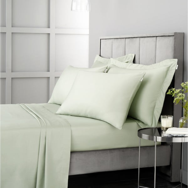 Šviesiai žalios spalvos iš satino medvilnės paklodė 230x260 cm Cotton Sateen – Bianca-image-2