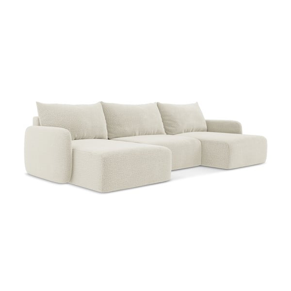 Kreminės spalvos sulankstoma/su sandėliavimo vieta kampinė sofa Kalena – Makamii-image-2